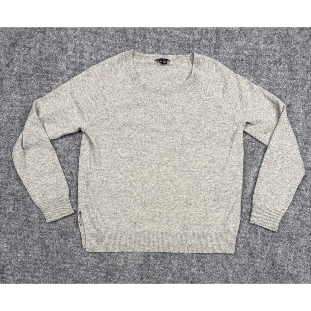 Theory Womens 100% Cashmere Crew Neck Raglan Sleeve Sweater Heather Gray Size M